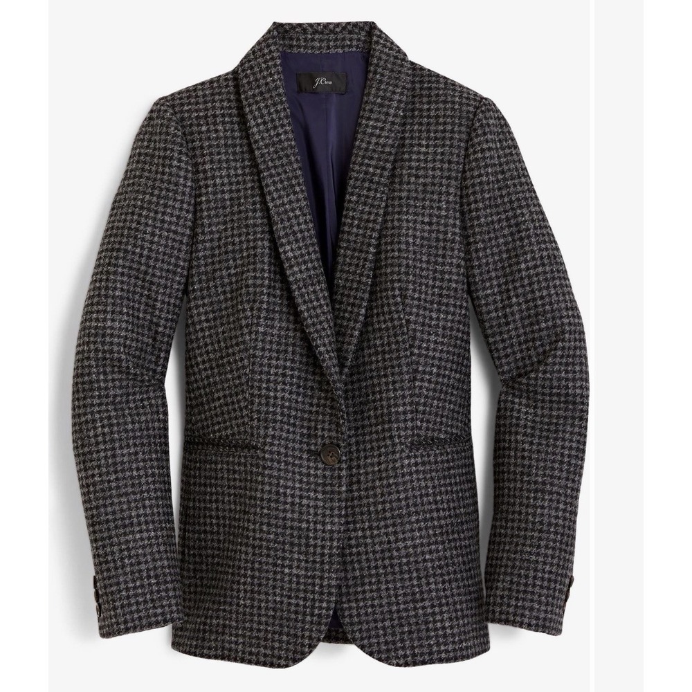 J.Crew Parke Blazer 10 T Tall Gray Black Herringbone Jacket One Button Career